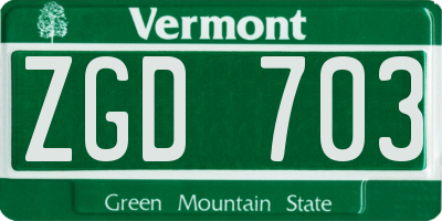 VT license plate ZGD703