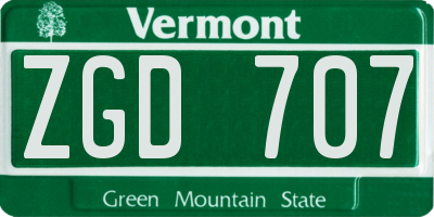 VT license plate ZGD707