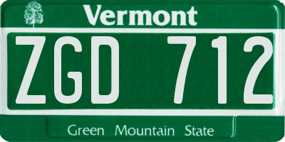 VT license plate ZGD712