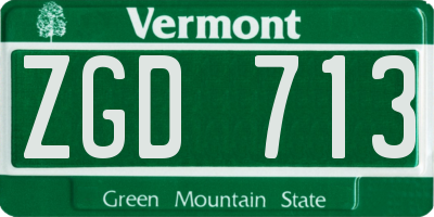VT license plate ZGD713