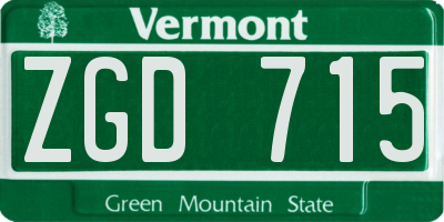 VT license plate ZGD715