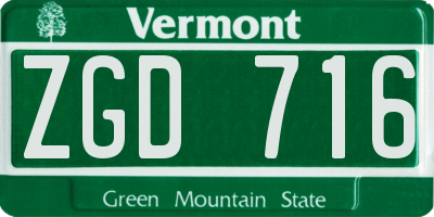 VT license plate ZGD716