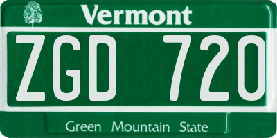 VT license plate ZGD720