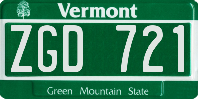 VT license plate ZGD721