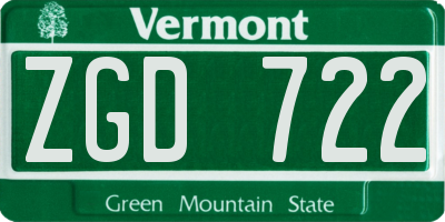 VT license plate ZGD722
