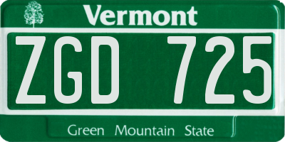 VT license plate ZGD725