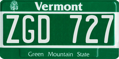 VT license plate ZGD727