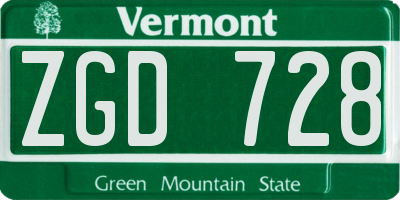 VT license plate ZGD728