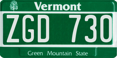 VT license plate ZGD730