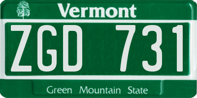 VT license plate ZGD731