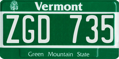 VT license plate ZGD735