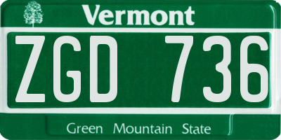 VT license plate ZGD736