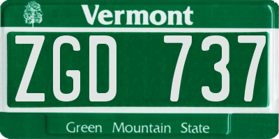 VT license plate ZGD737