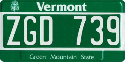 VT license plate ZGD739