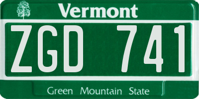 VT license plate ZGD741