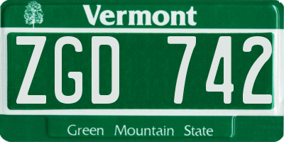 VT license plate ZGD742
