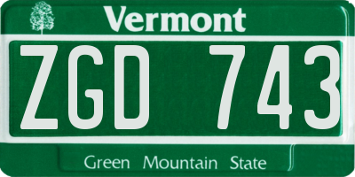 VT license plate ZGD743