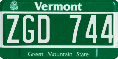 VT license plate ZGD744