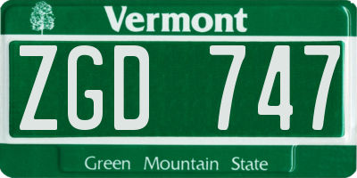 VT license plate ZGD747