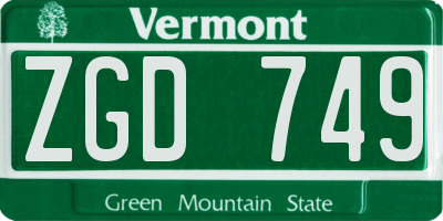 VT license plate ZGD749