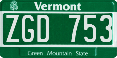 VT license plate ZGD753
