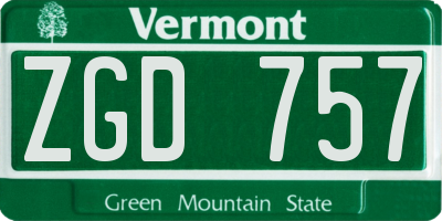 VT license plate ZGD757