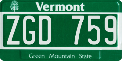 VT license plate ZGD759