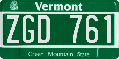 VT license plate ZGD761