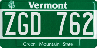 VT license plate ZGD762