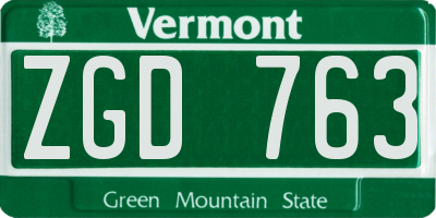 VT license plate ZGD763