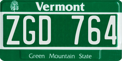 VT license plate ZGD764