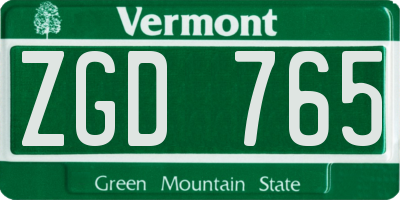 VT license plate ZGD765