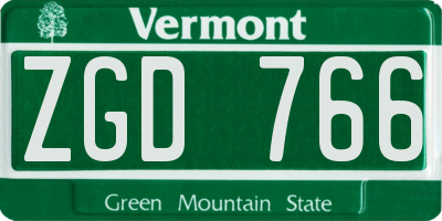 VT license plate ZGD766