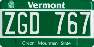 VT license plate ZGD767