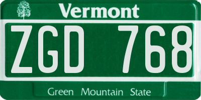 VT license plate ZGD768