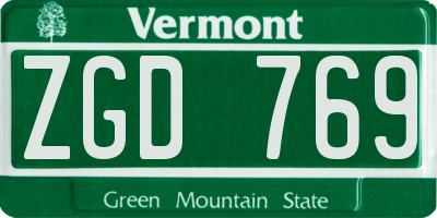 VT license plate ZGD769