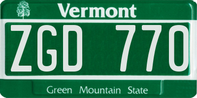 VT license plate ZGD770