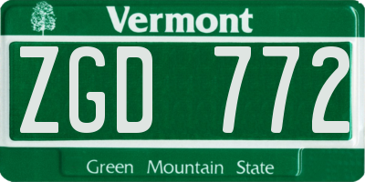 VT license plate ZGD772