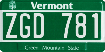 VT license plate ZGD781