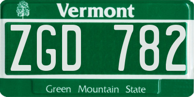 VT license plate ZGD782