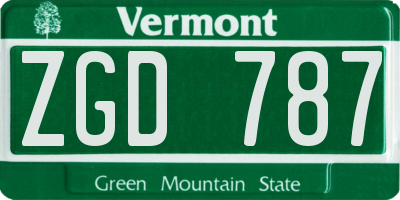VT license plate ZGD787