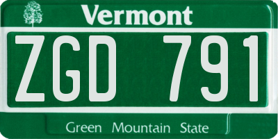 VT license plate ZGD791