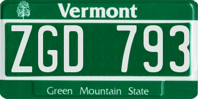 VT license plate ZGD793