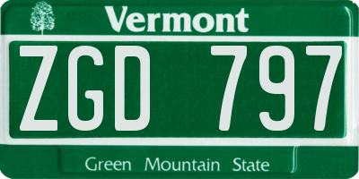 VT license plate ZGD797