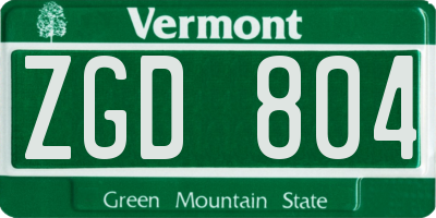 VT license plate ZGD804