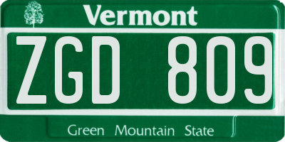 VT license plate ZGD809