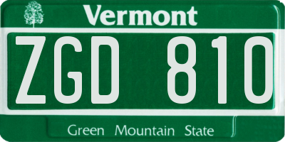 VT license plate ZGD810