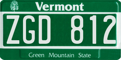 VT license plate ZGD812
