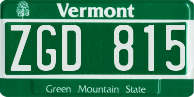 VT license plate ZGD815