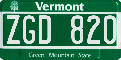 VT license plate ZGD820
